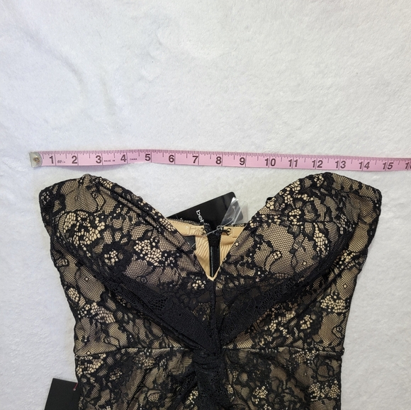 NWT BEBE Sheila Strap Optional Deep V Lace Lined Dress Sexy Cocktail Size 4 - Picture 15 of 16